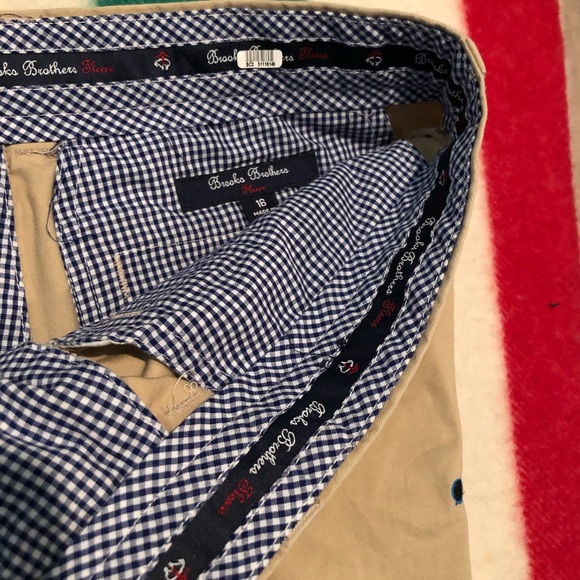BROOKS BROTHERS Boys Sz 16 Khaki Shorts w Shades - Picture 3 of 5